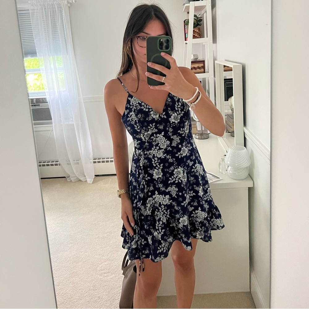 Altar’d state blue floral dress with tie.